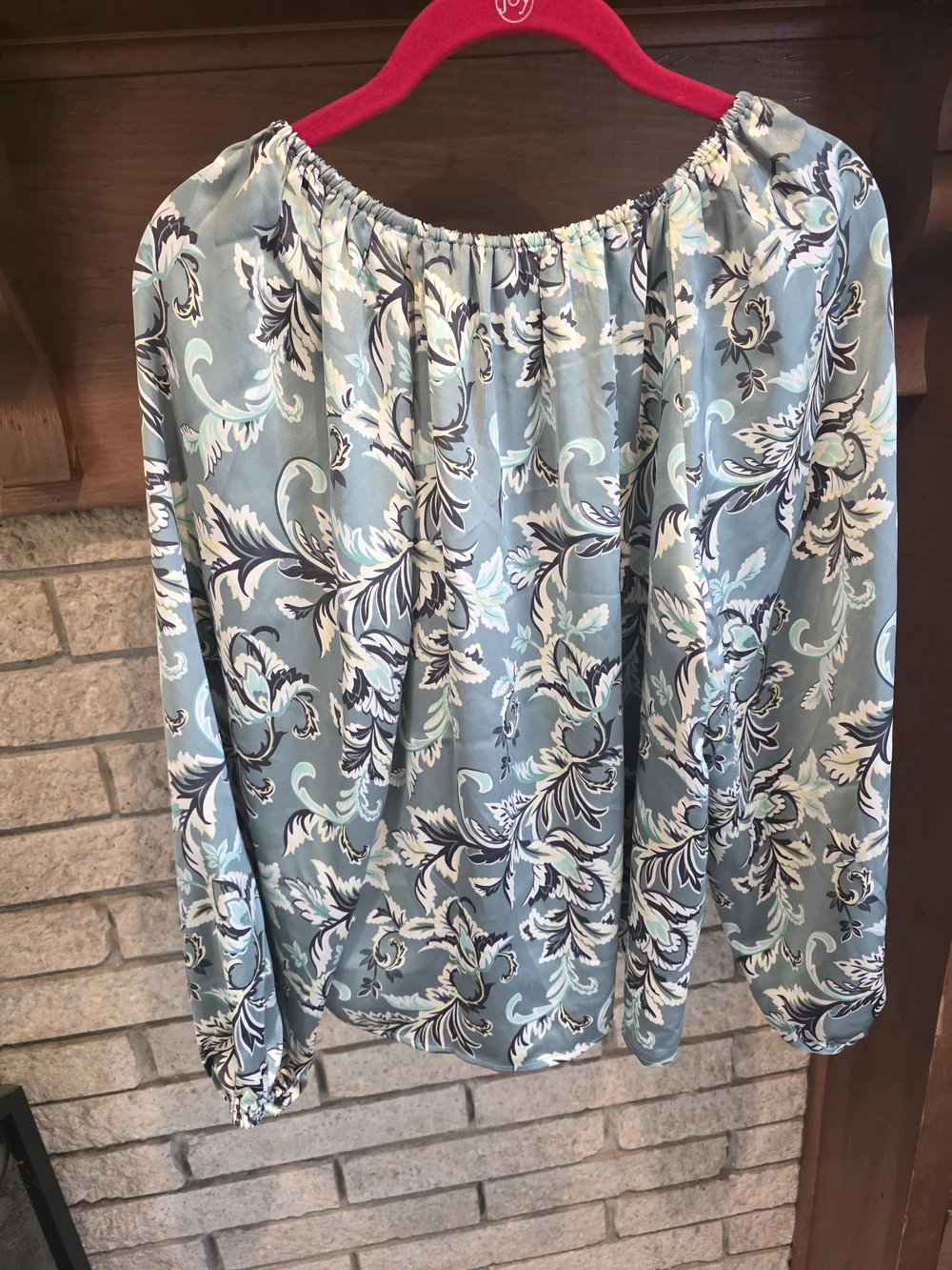 LOFT Off-Shoulder Floral Blouse in Sage Green